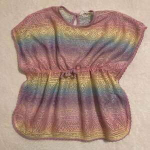 Primark Girls Rainbow Ombre Crochet Knit Swimsuit Cover-Up Dress, Size 5-6 Years